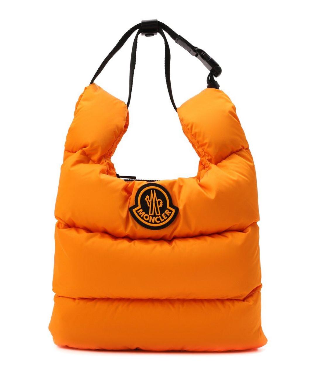 MONCLER Оранжевая тканевая сумка тоут, фото 7