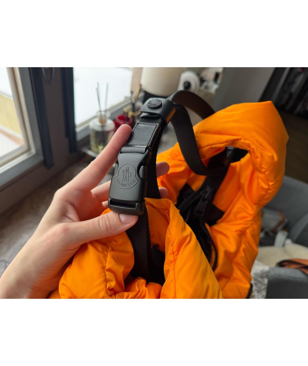 MONCLER Оранжевая тканевая сумка тоут, фото 6