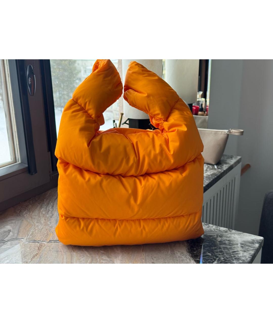 MONCLER Оранжевая тканевая сумка тоут, фото 3