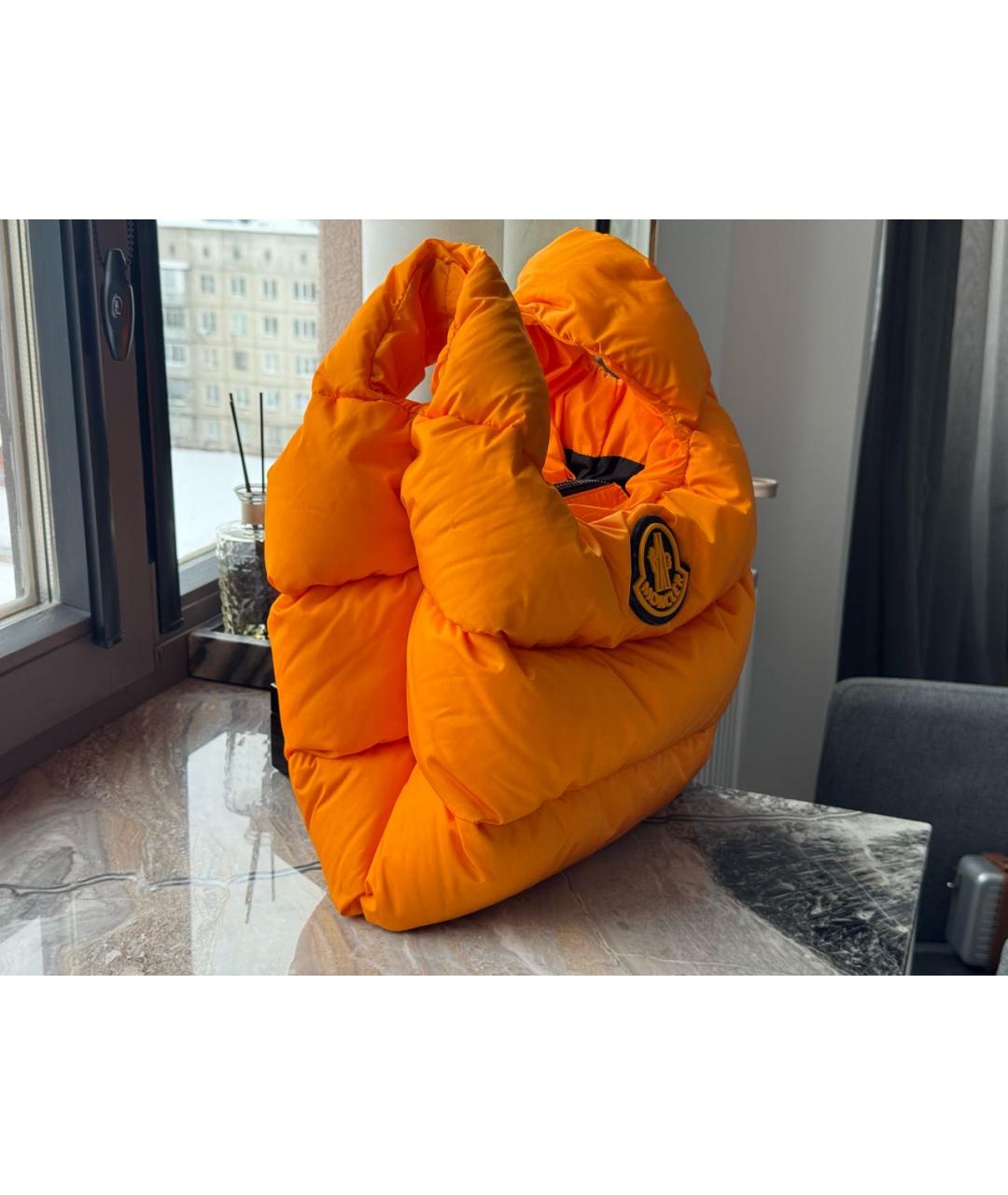 MONCLER Оранжевая тканевая сумка тоут, фото 2