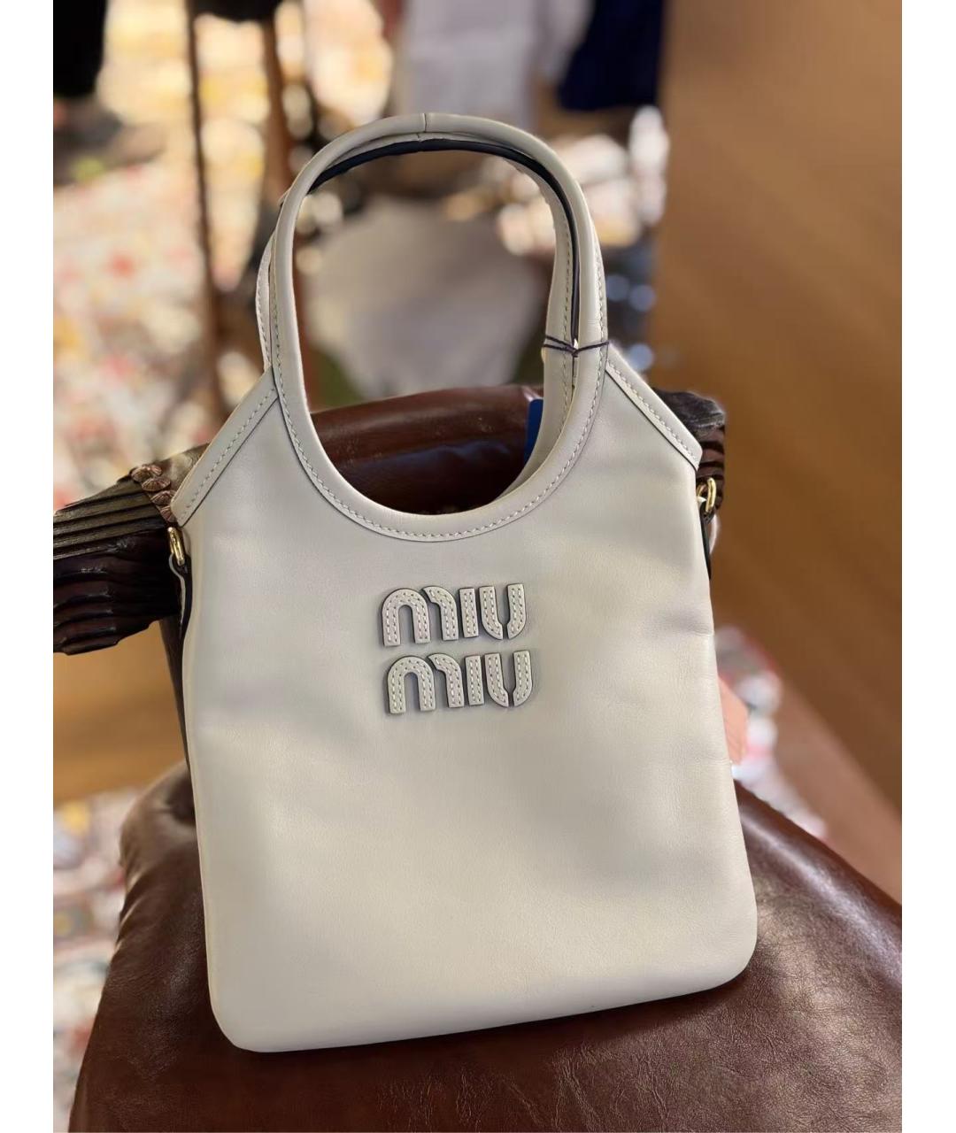 MIU MIU Белая кожаная сумка через плечо, фото 2