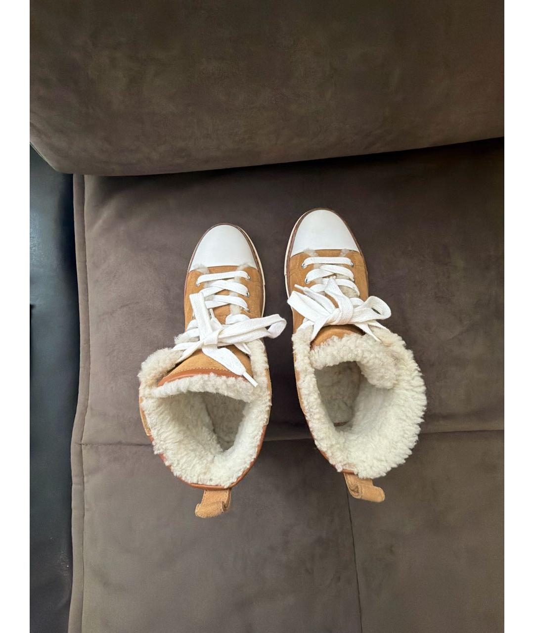 HERMES Горчичные замшевые кеды, фото 3