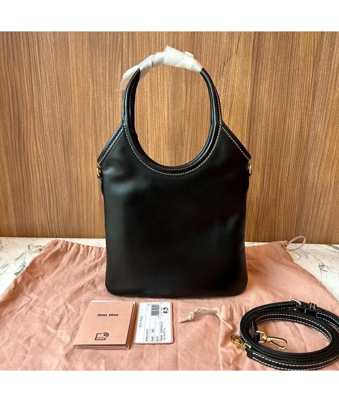 MIU MIU Черная кожаная сумка через плечо, фото 2