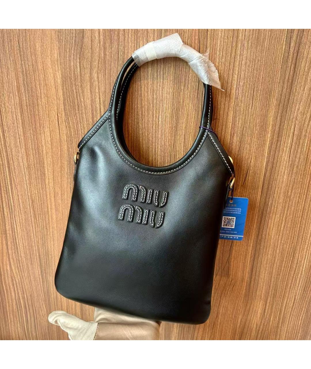 MIU MIU Черная кожаная сумка через плечо, фото 3