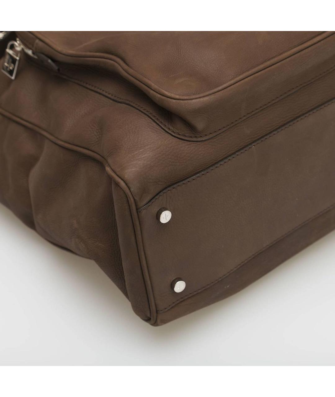 LORO PIANA Коричневая кожаная сумка через плечо, фото 7