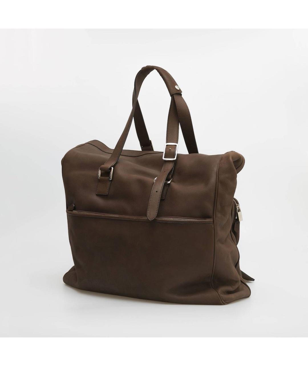 LORO PIANA Коричневая кожаная сумка через плечо, фото 5