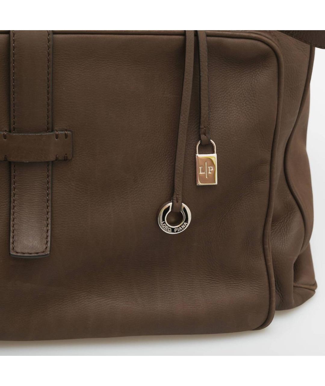 LORO PIANA Коричневая кожаная сумка через плечо, фото 6