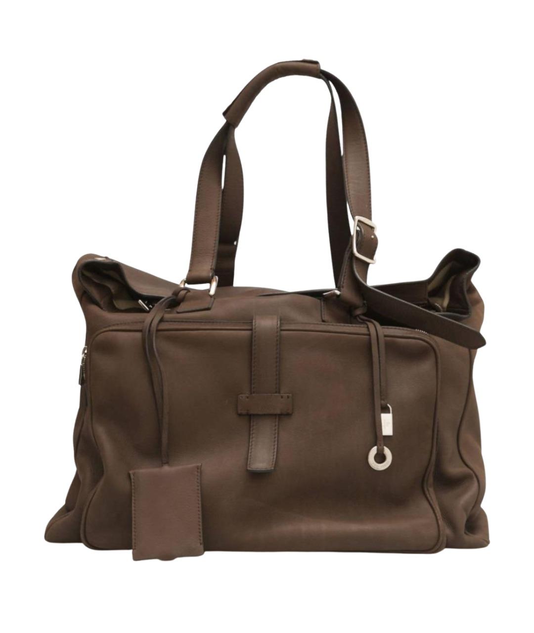 LORO PIANA Коричневая кожаная сумка через плечо, фото 1