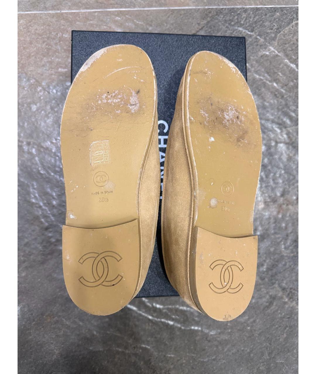 CHANEL Бежевые замшевые лоферы, фото 5