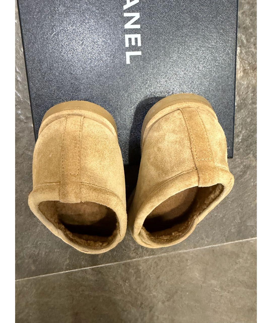 CHANEL Бежевые замшевые лоферы, фото 4