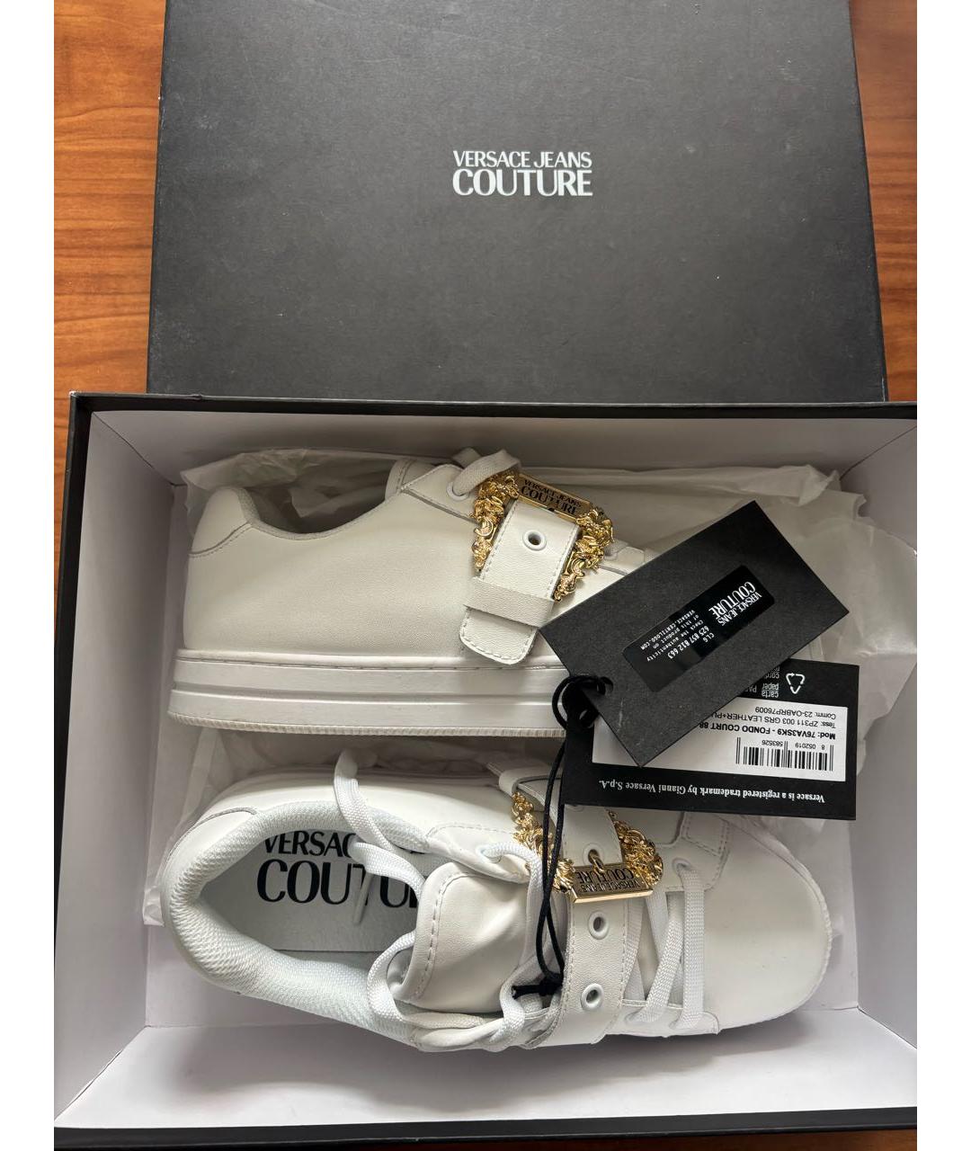 VERSACE JEANS COUTURE Белые кожаные кеды, фото 4
