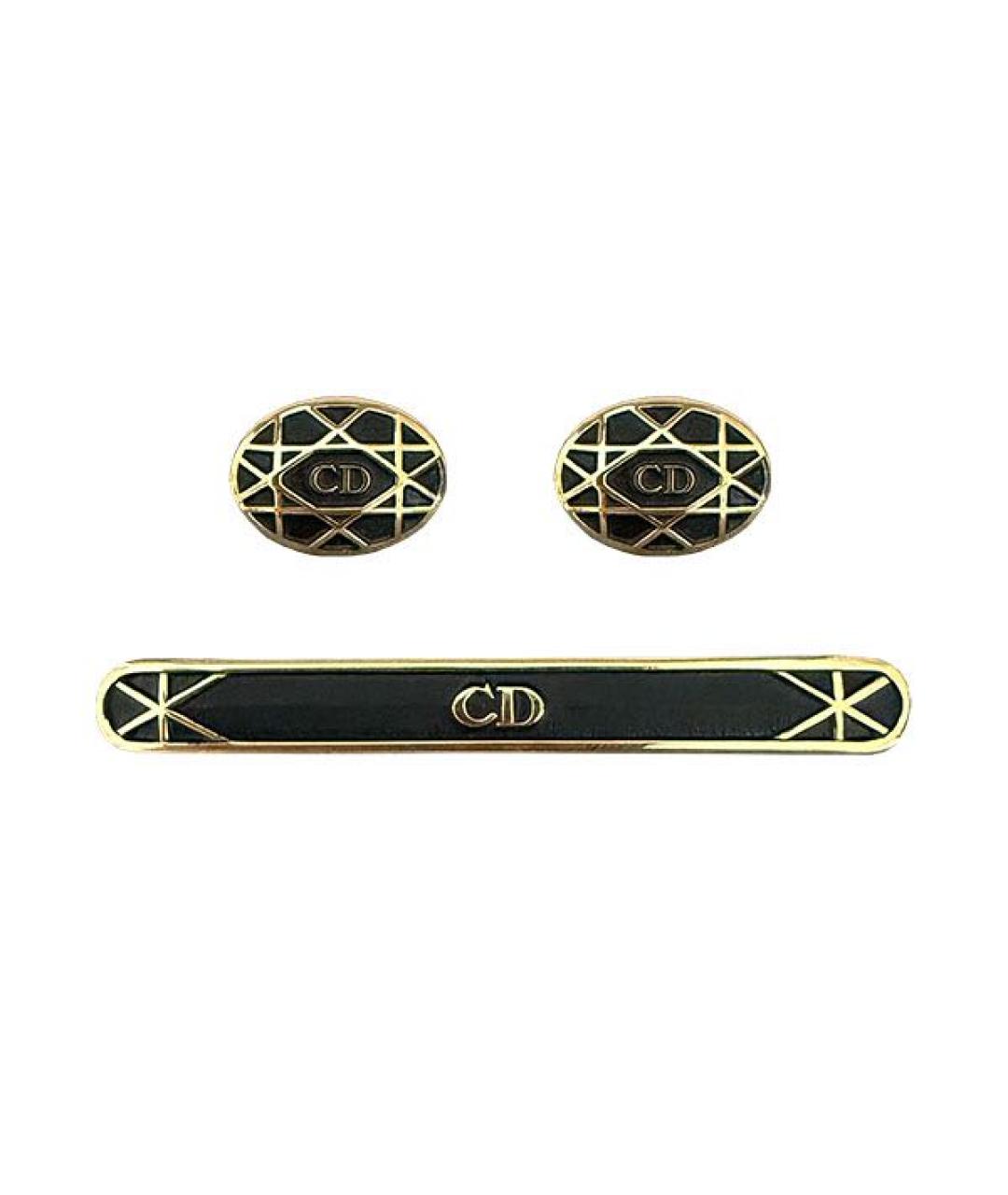 CHRISTIAN DIOR Золотые металлические запонки, фото 1