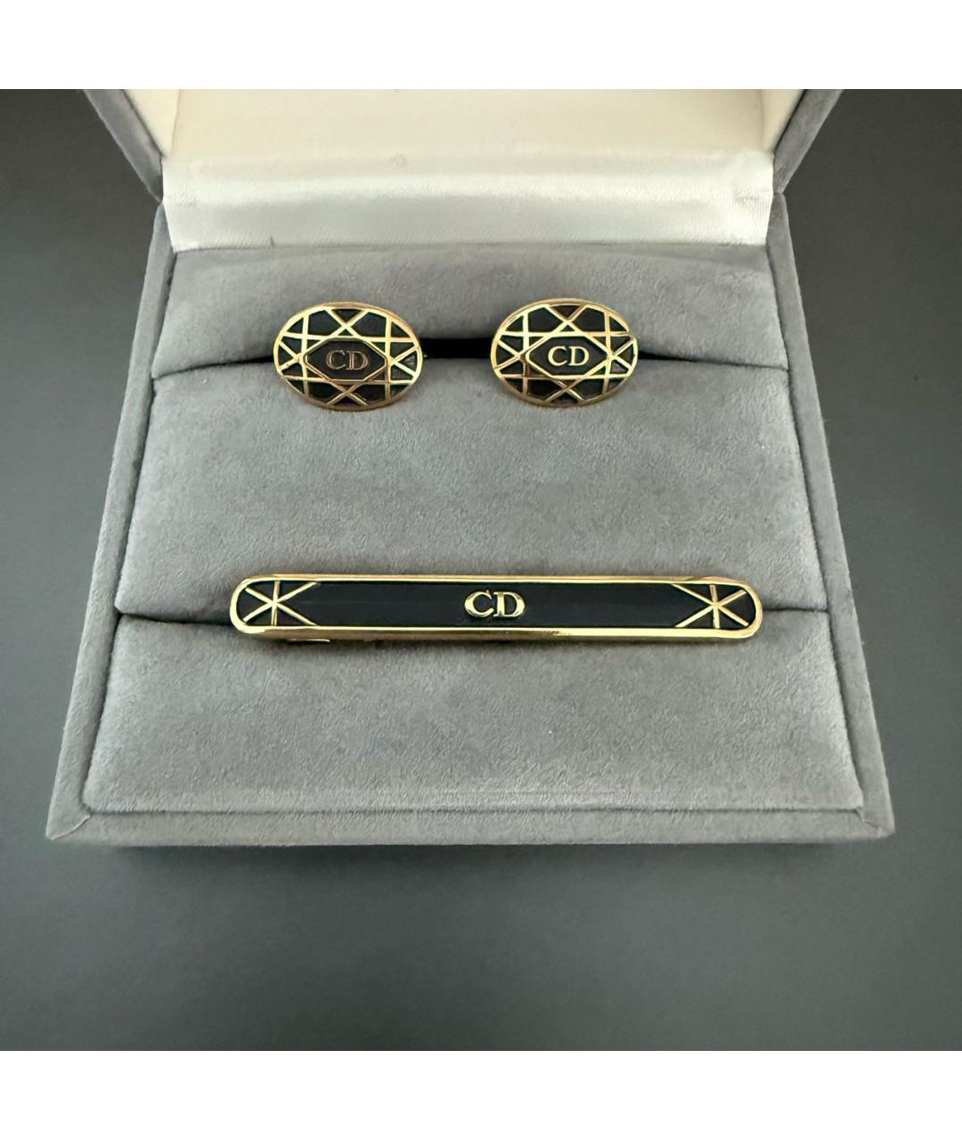 CHRISTIAN DIOR Золотые металлические запонки, фото 3