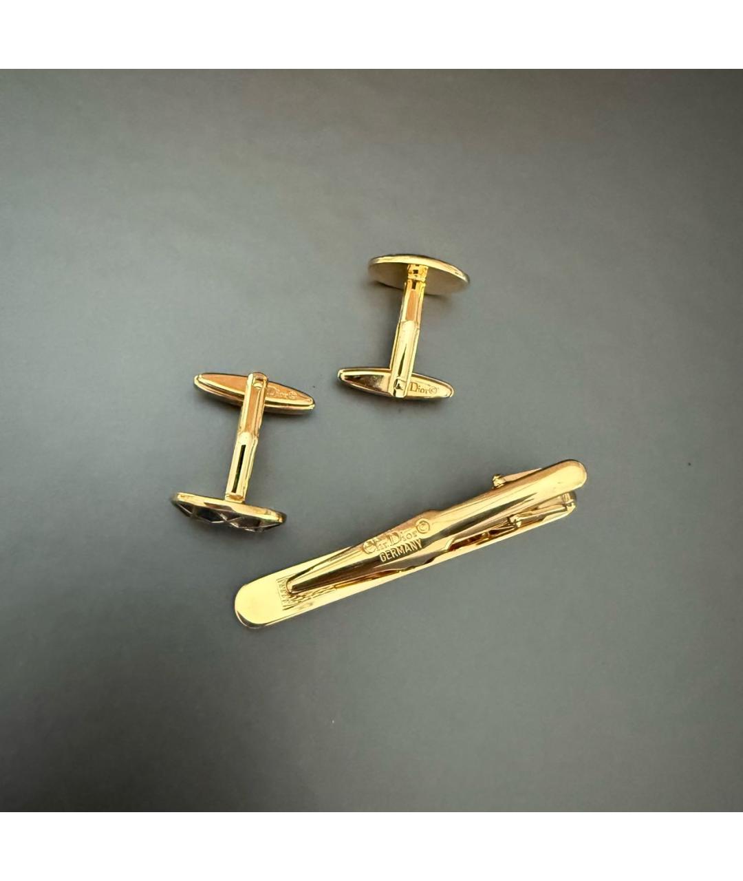 CHRISTIAN DIOR Золотые металлические запонки, фото 6