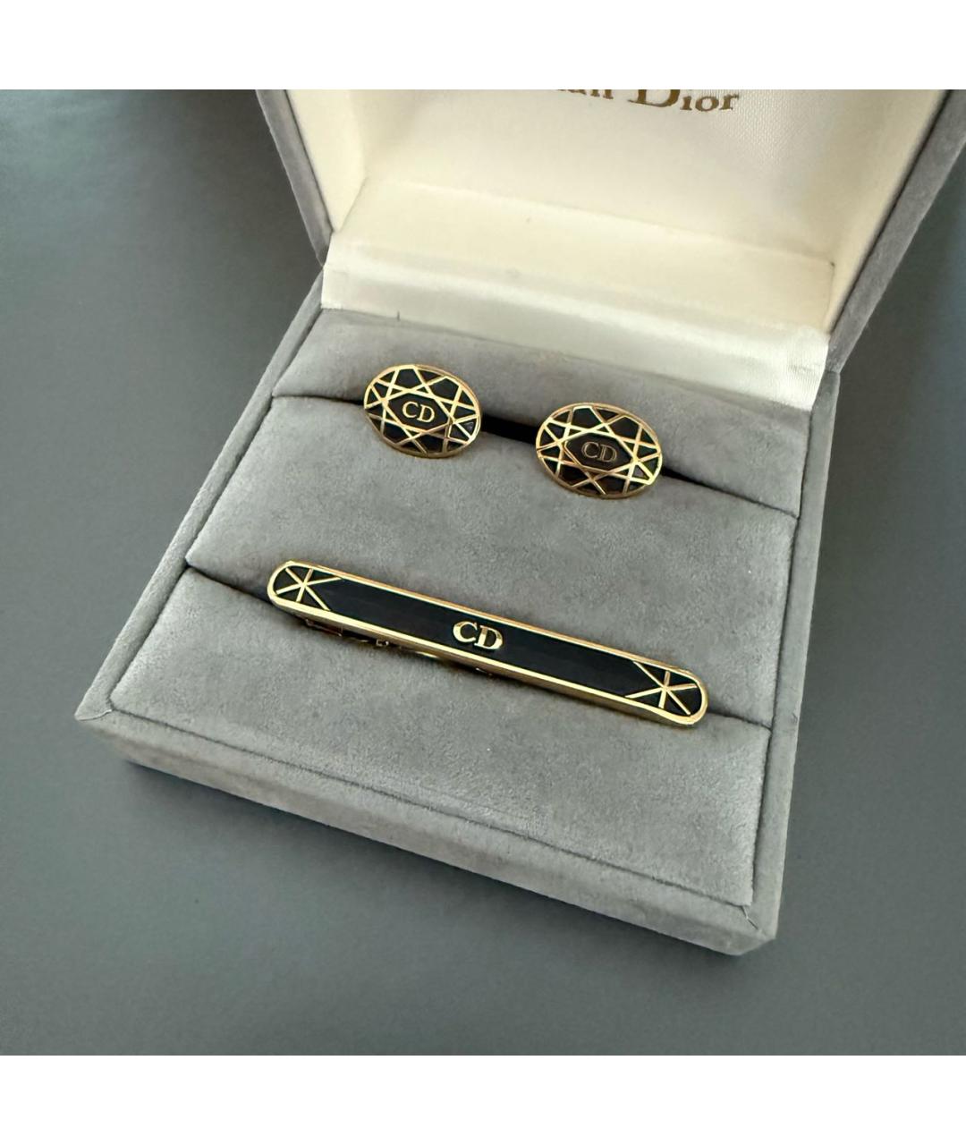 CHRISTIAN DIOR Золотые металлические запонки, фото 2