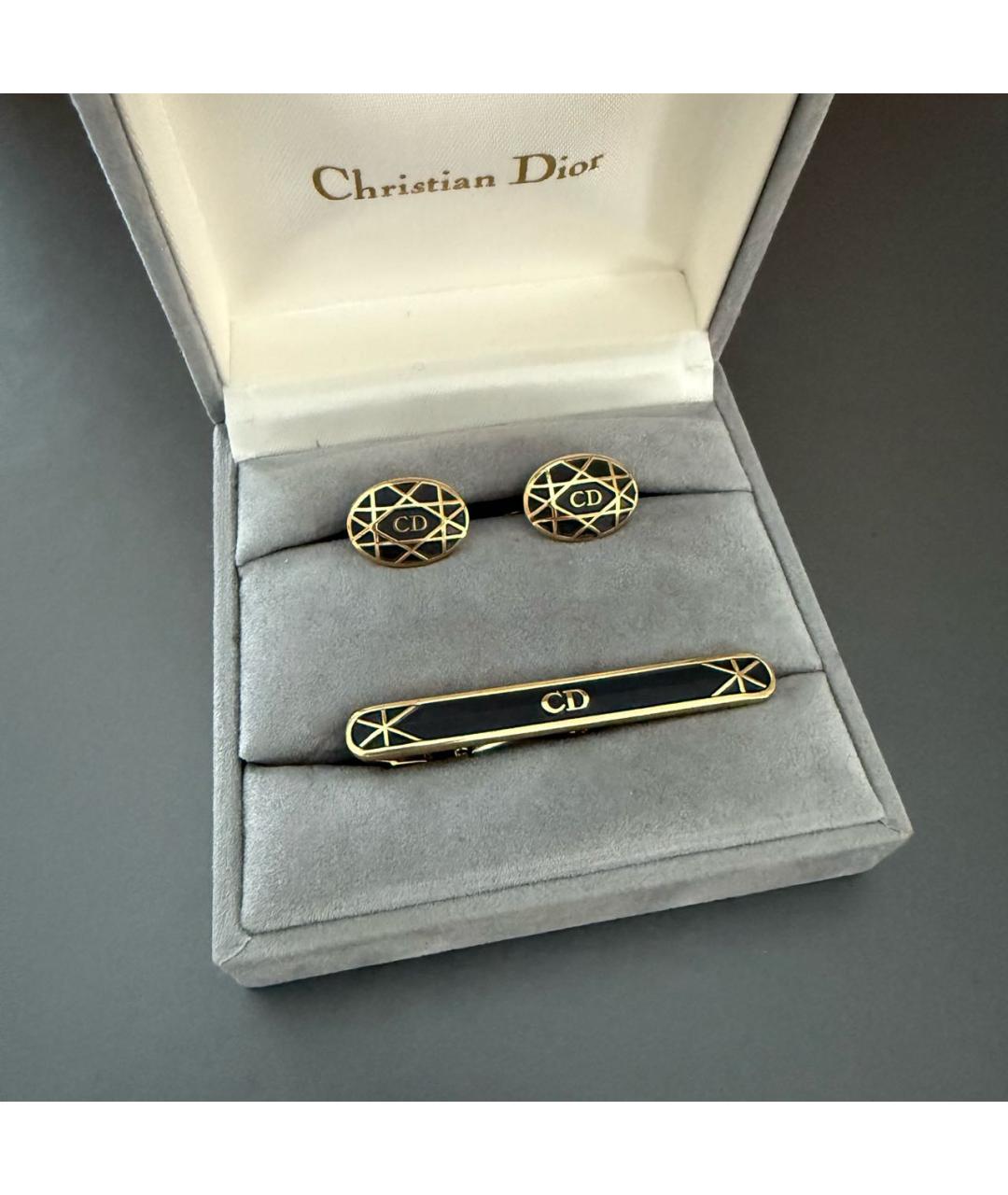 CHRISTIAN DIOR Золотые металлические запонки, фото 4