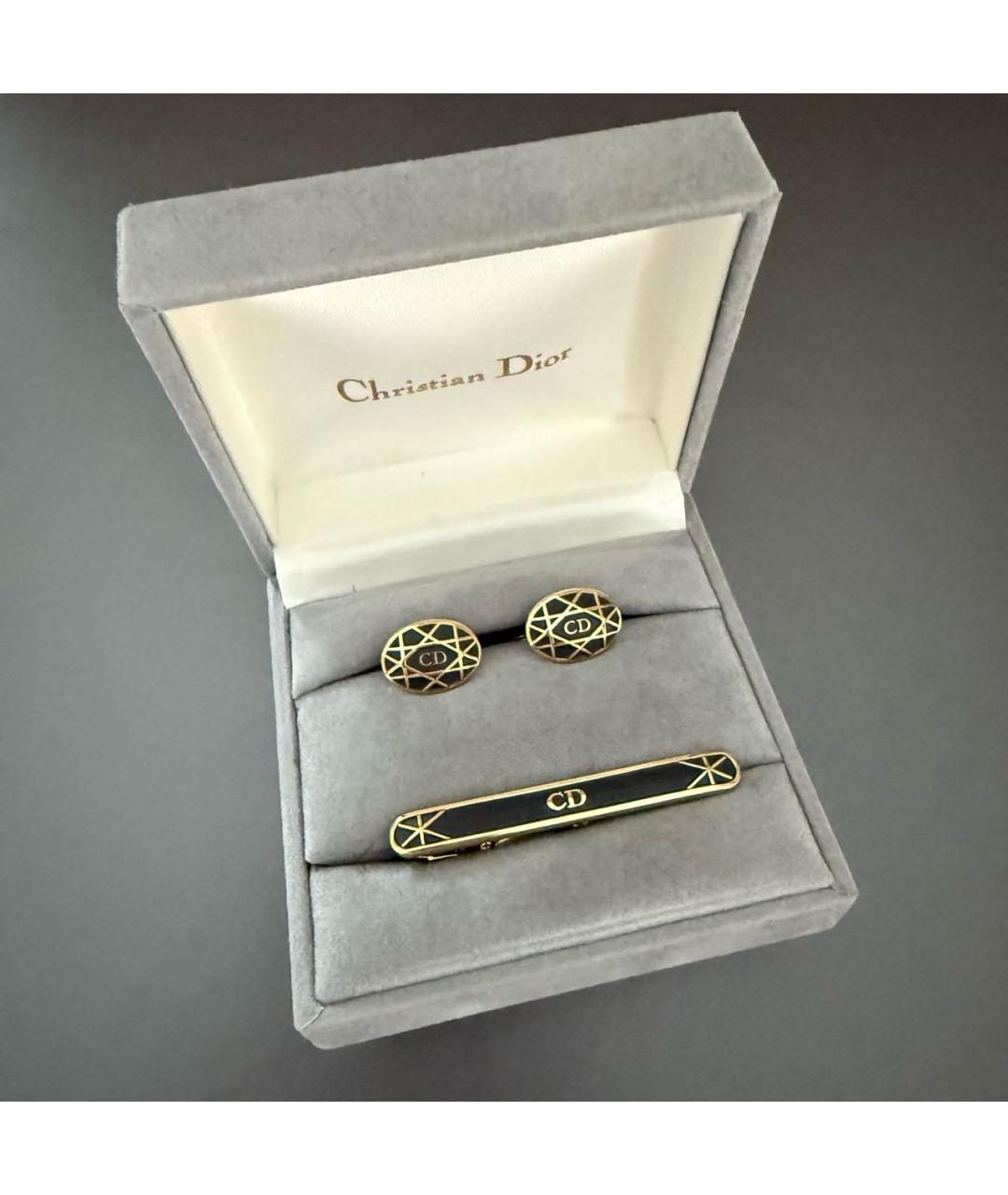 CHRISTIAN DIOR Золотые металлические запонки, фото 7