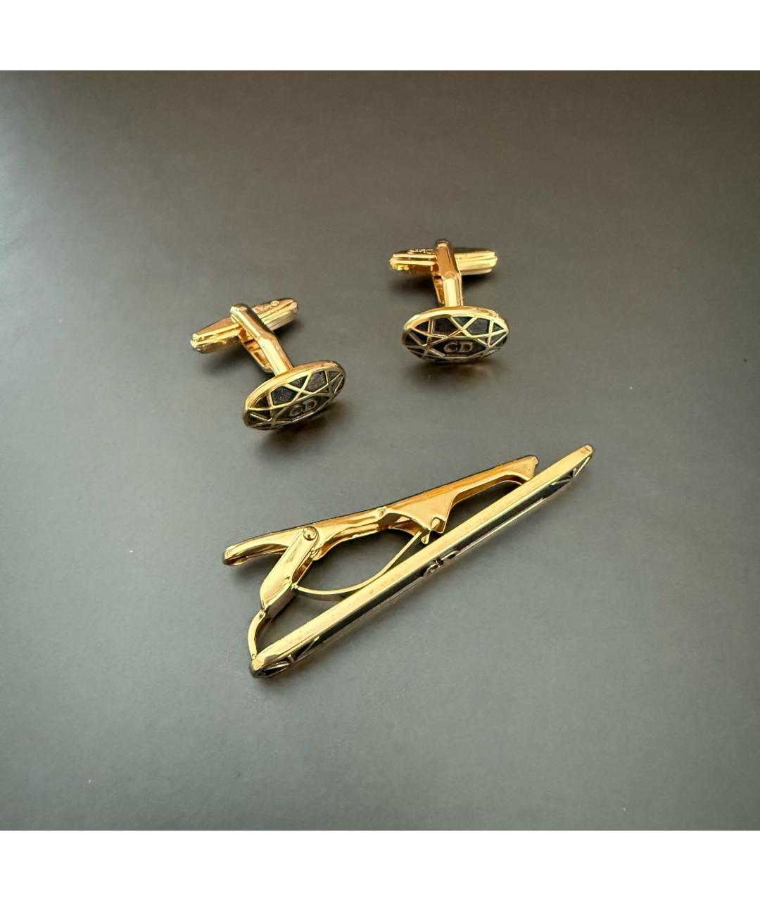 CHRISTIAN DIOR Золотые металлические запонки, фото 5