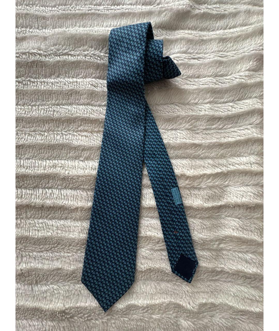 HERMES Синий шелковый галстук, фото 6