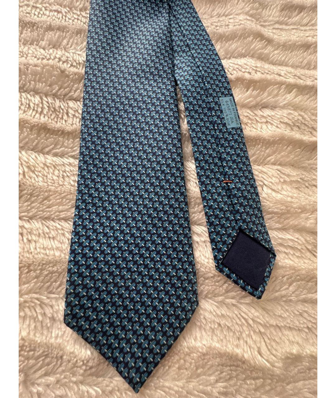 HERMES Синий шелковый галстук, фото 2