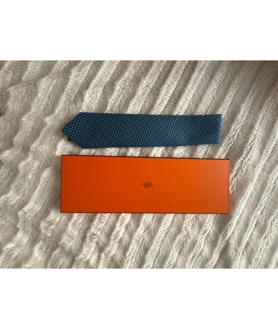 HERMES Синий шелковый галстук, фото 5