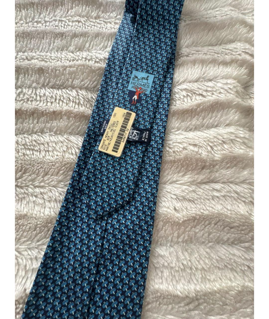 HERMES Синий шелковый галстук, фото 3