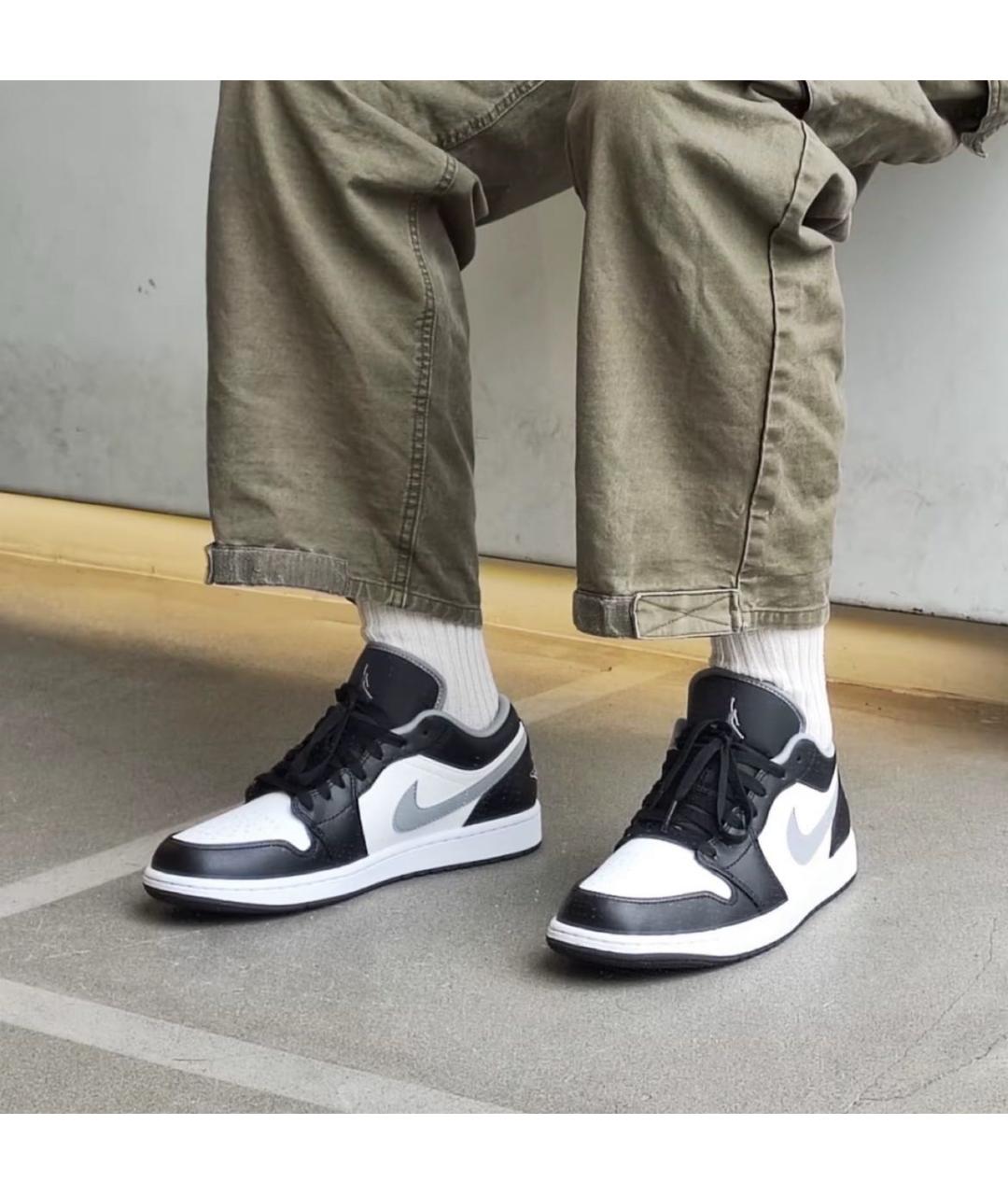 JORDAN Черные кожаные низкие кроссовки / кеды, фото 3