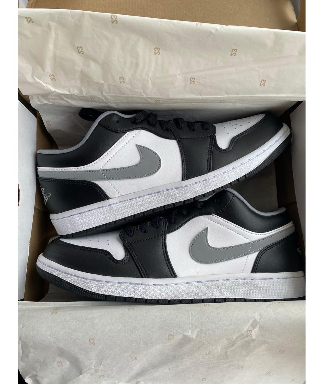 JORDAN Черные кожаные низкие кроссовки / кеды, фото 4