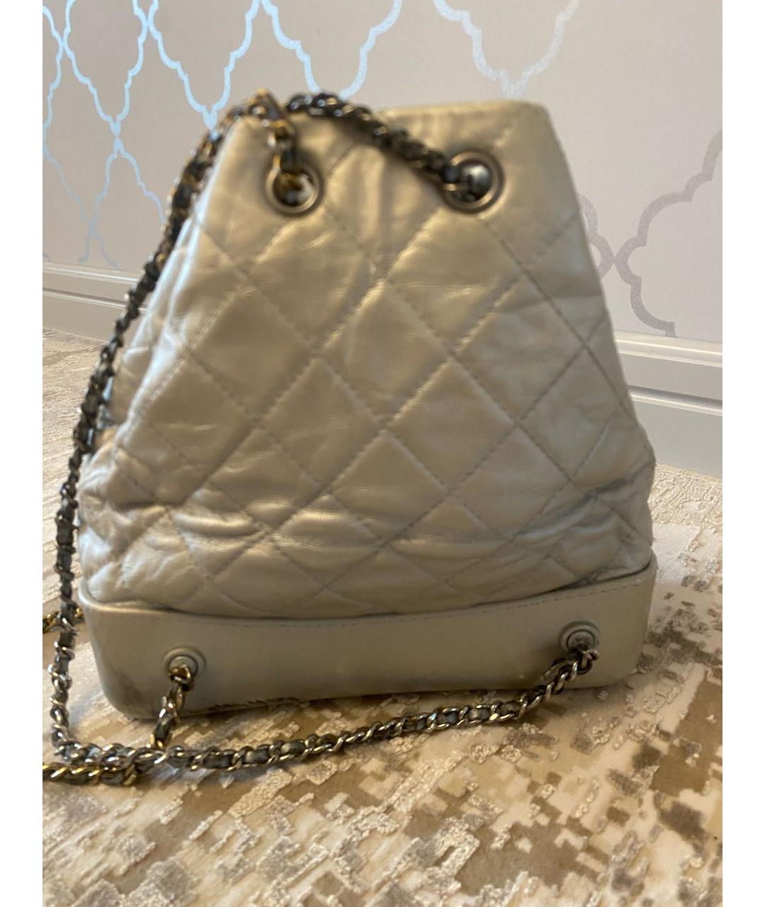 CHANEL Серебрянный кожаный рюкзак, фото 3