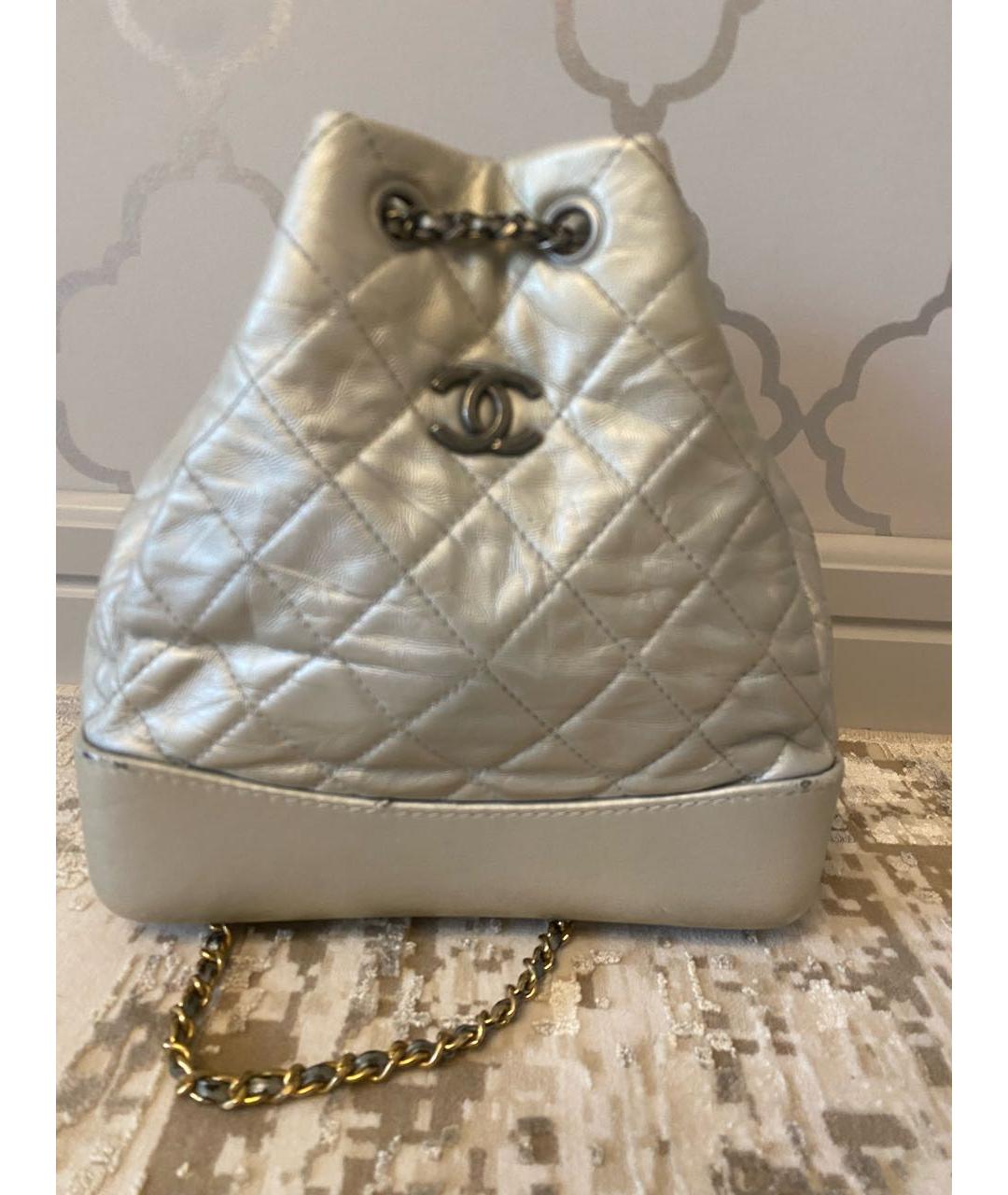 CHANEL Серебрянный кожаный рюкзак, фото 6