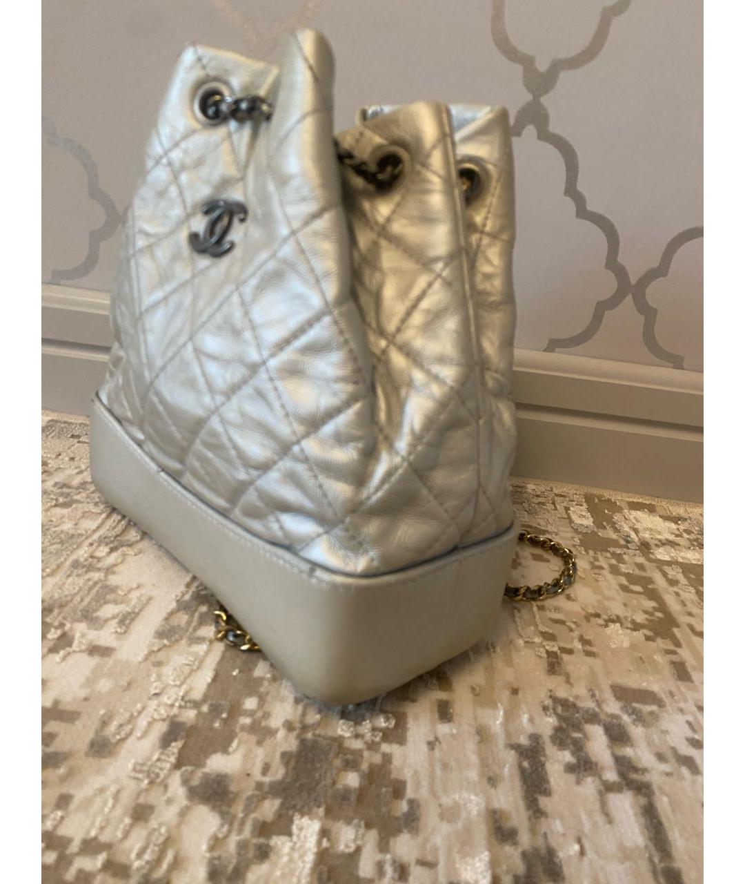 CHANEL Серебрянный кожаный рюкзак, фото 2