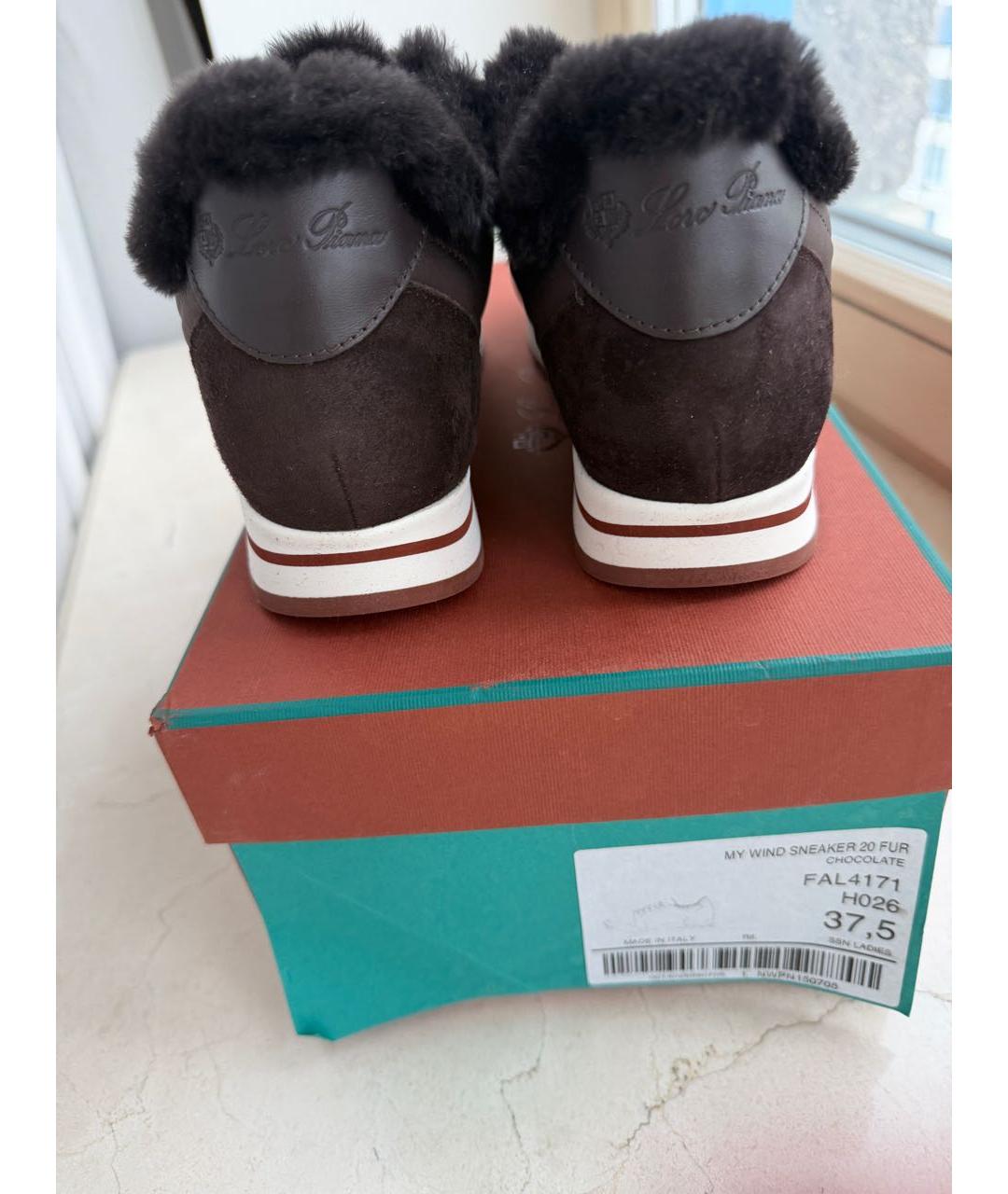 LORO PIANA Коричневые текстильные кроссовки, фото 4