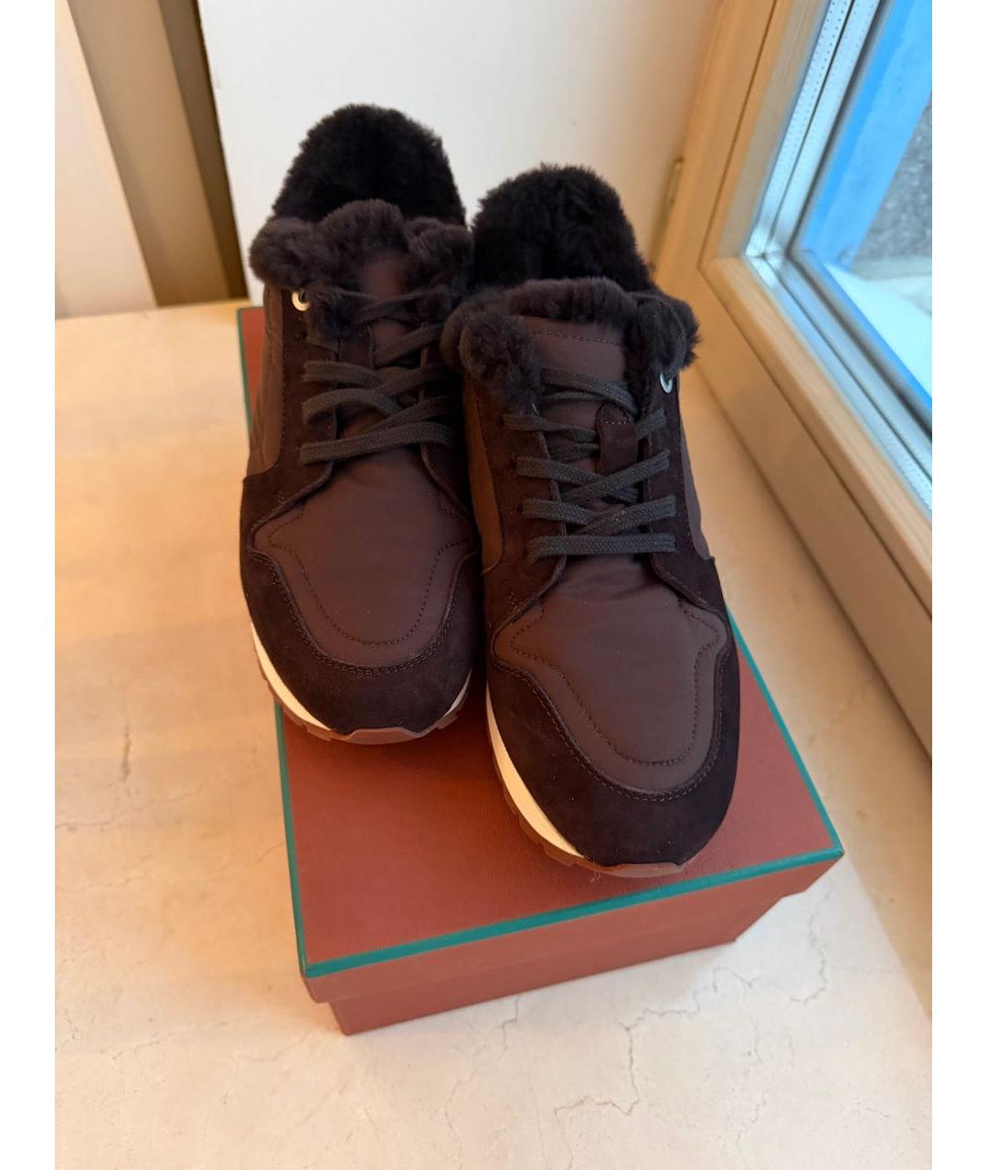 LORO PIANA Коричневые текстильные кроссовки, фото 2