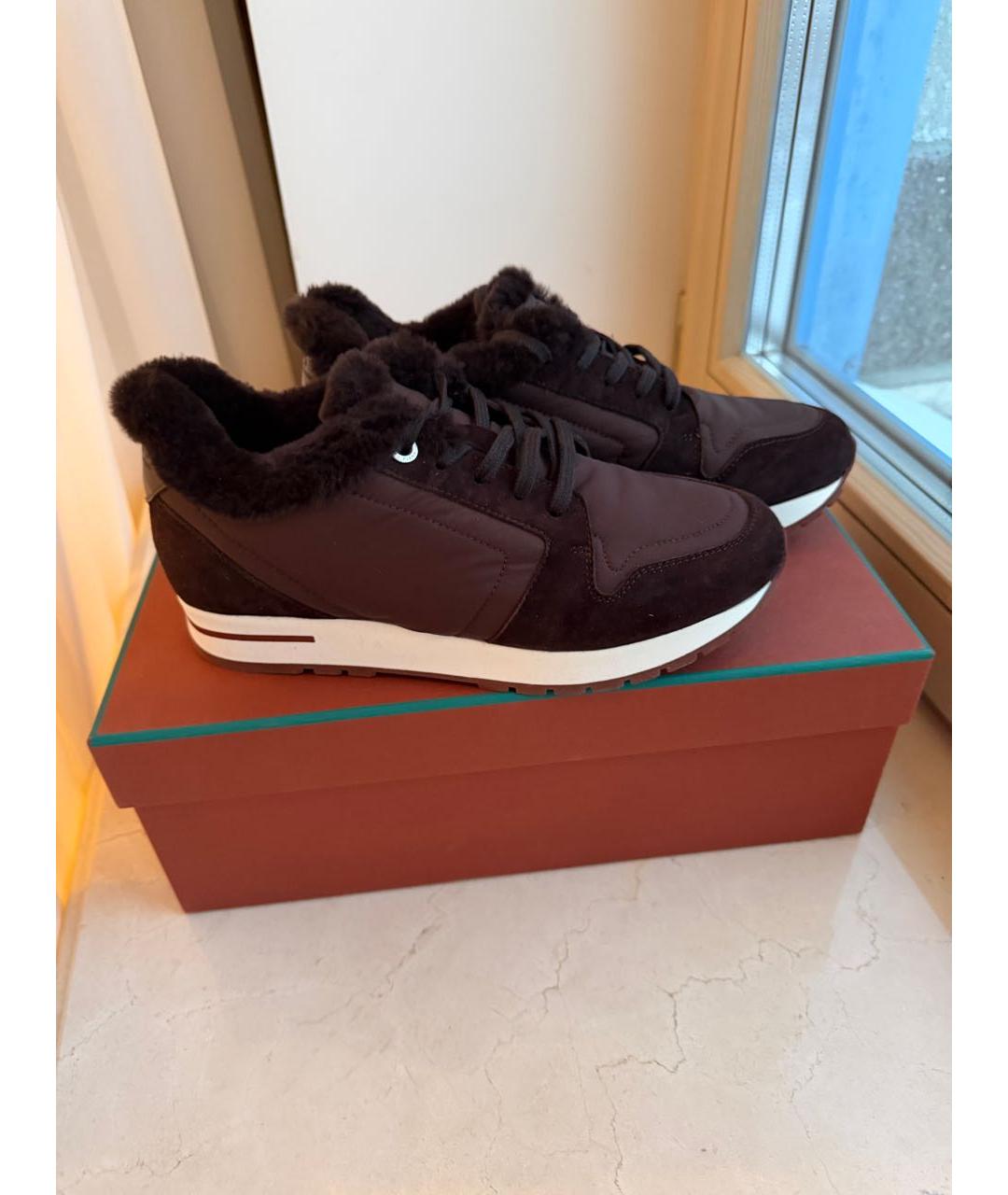 LORO PIANA Коричневые текстильные кроссовки, фото 5