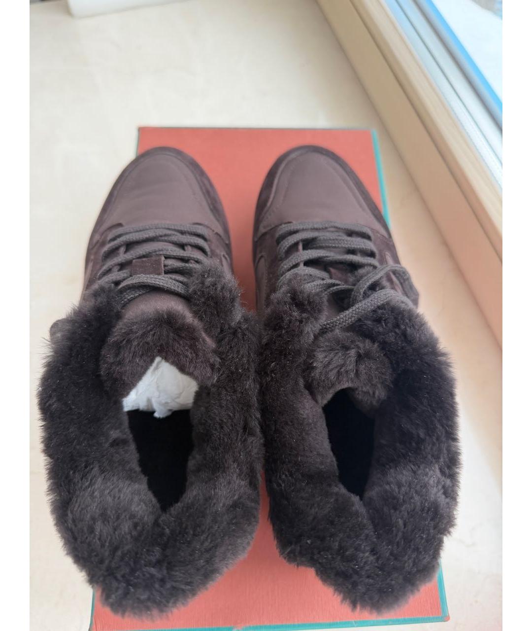 LORO PIANA Коричневые текстильные кроссовки, фото 3