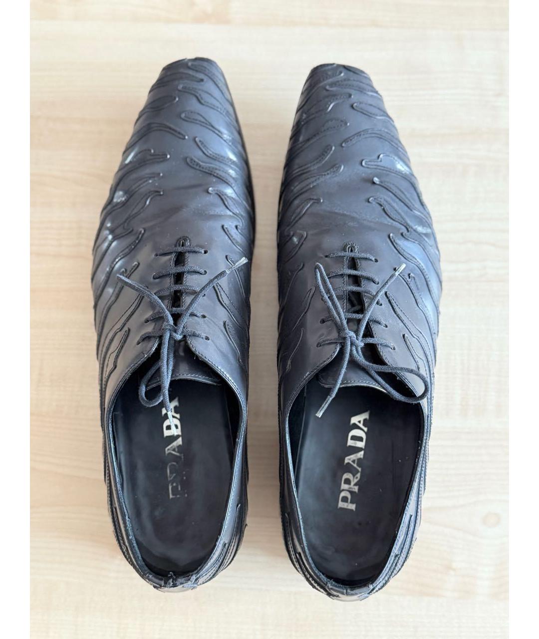 PRADA Антрацитовые кожаные туфли, фото 3