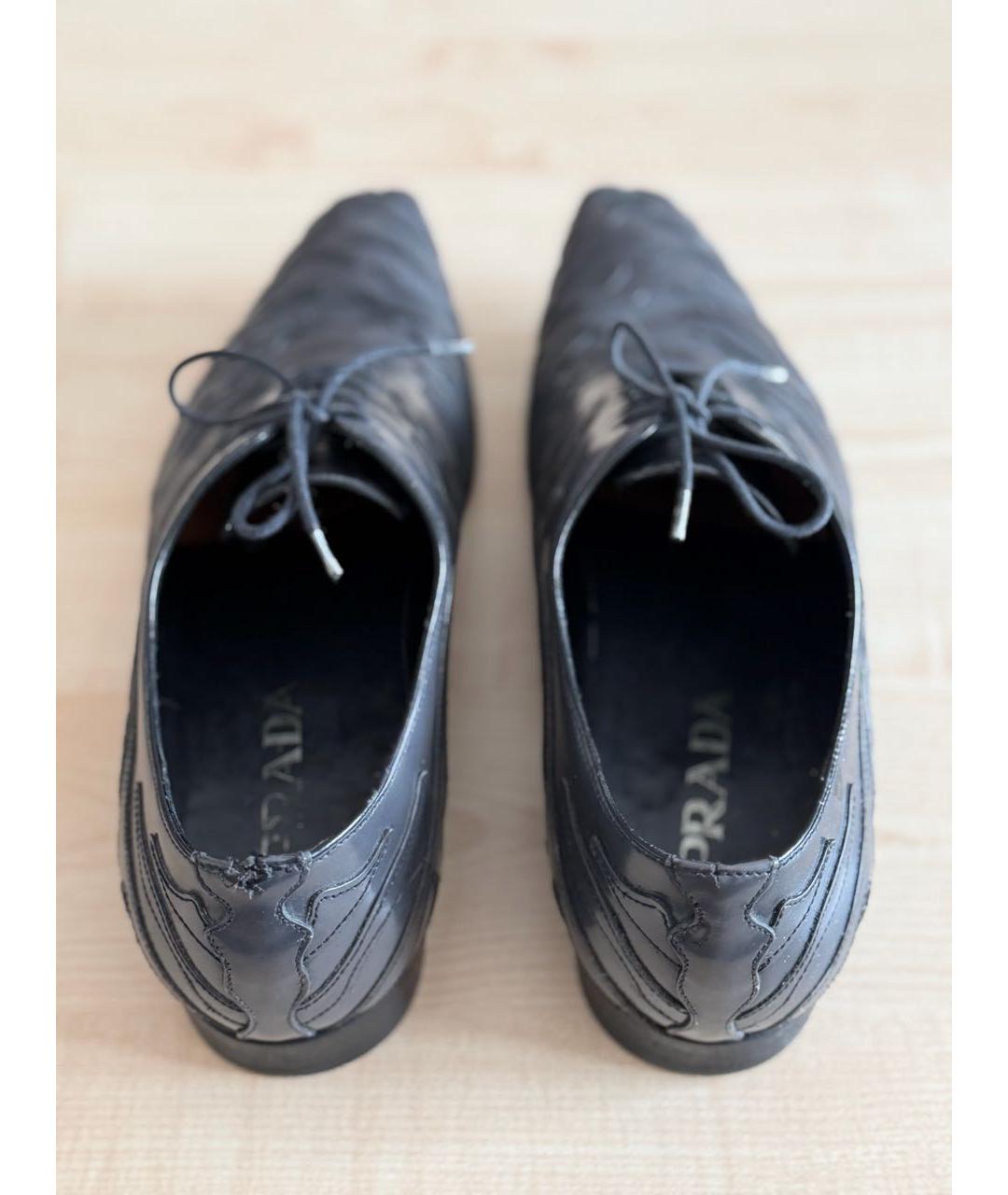 PRADA Антрацитовые кожаные туфли, фото 4
