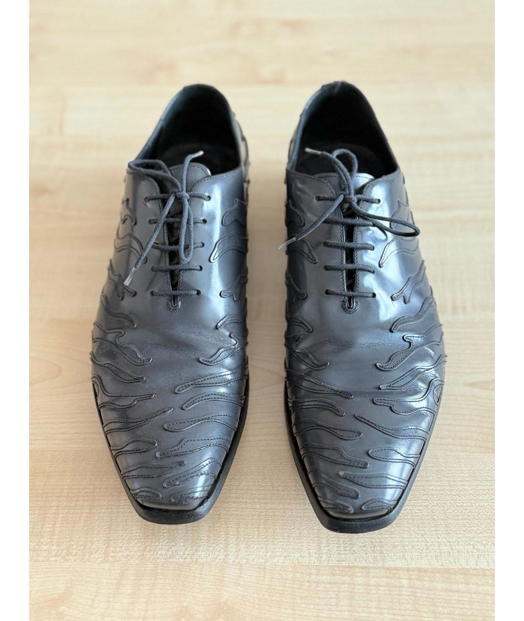 PRADA Антрацитовые кожаные туфли, фото 2