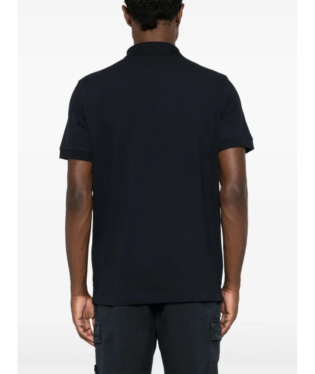 STONE ISLAND Черное хлопковое поло с коротким рукавом, фото 3