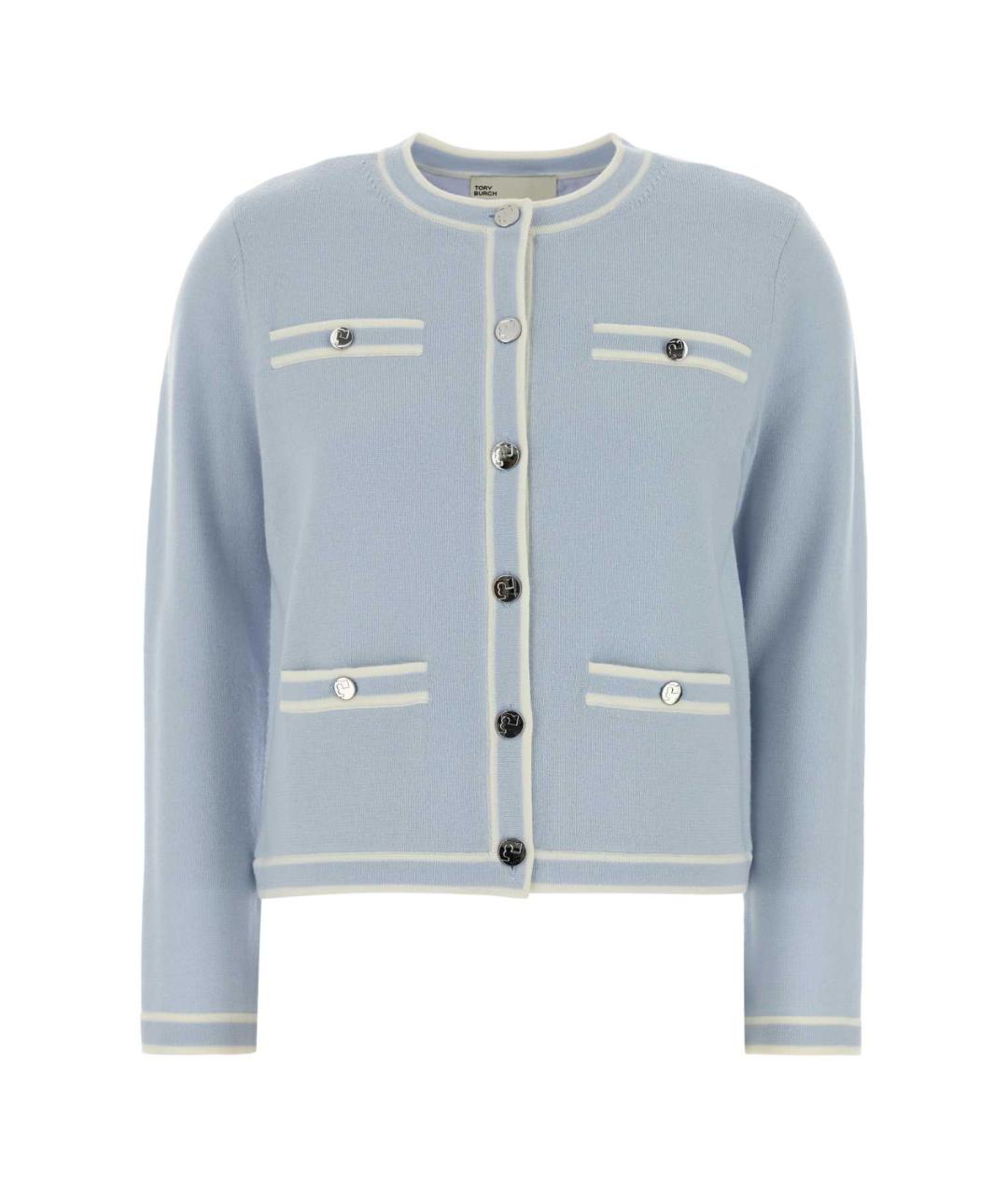 TORY BURCH Голубой шерстяной кардиган, фото 1