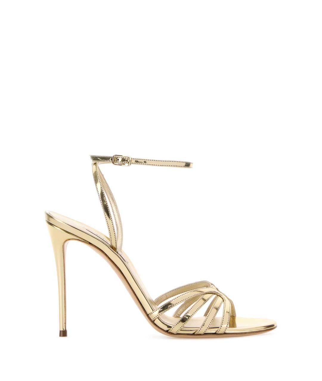 CASADEI Золотые кожаные босоножки, фото 1