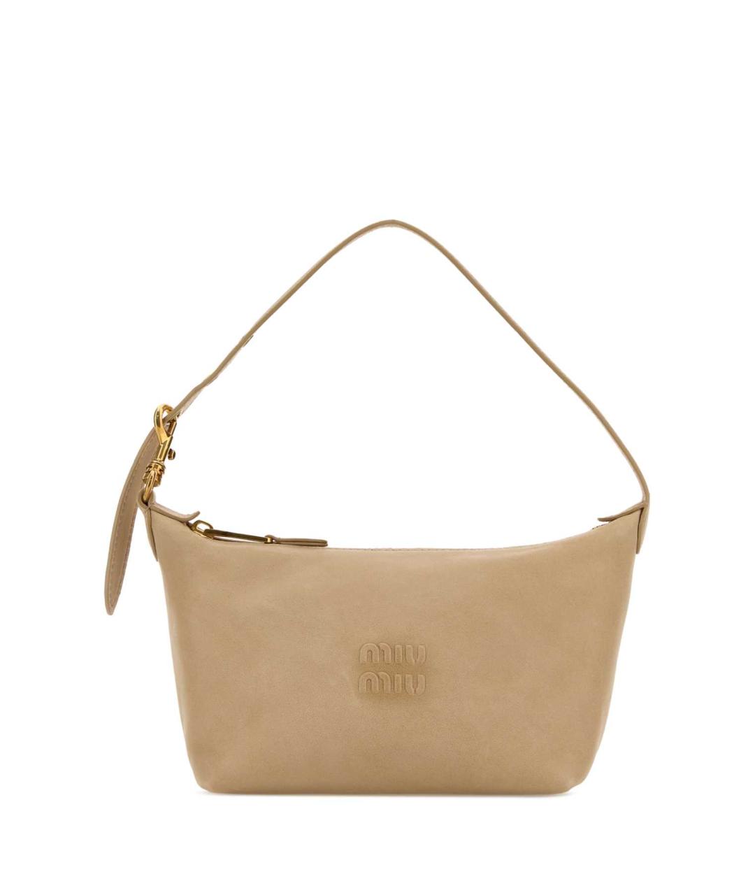 MIU MIU Бежевая кожаная сумка с короткими ручками, фото 1