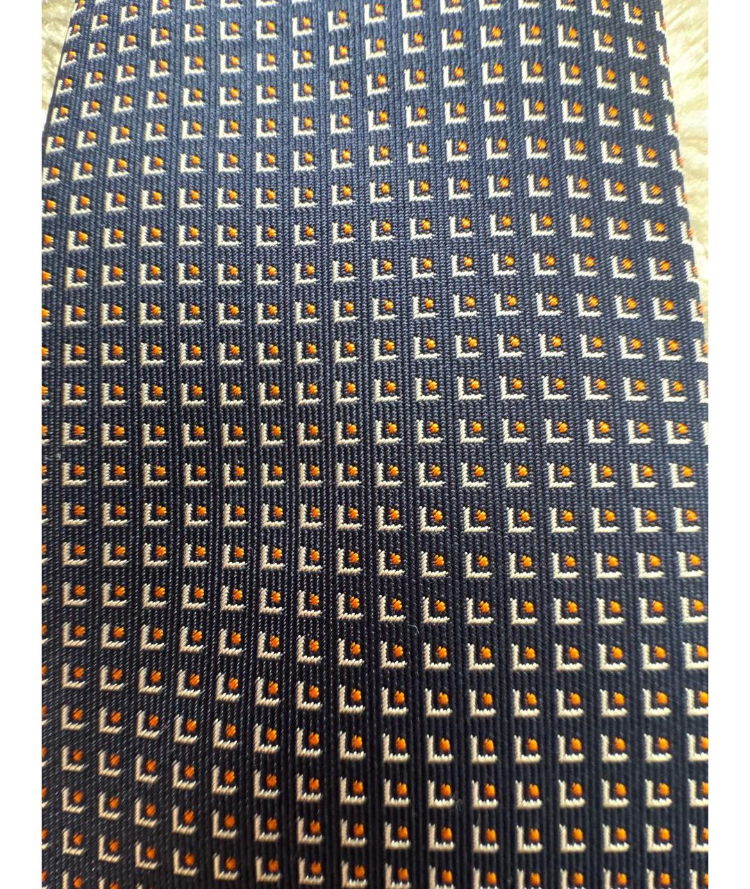 HERMES Темно-синий шелковый галстук, фото 4