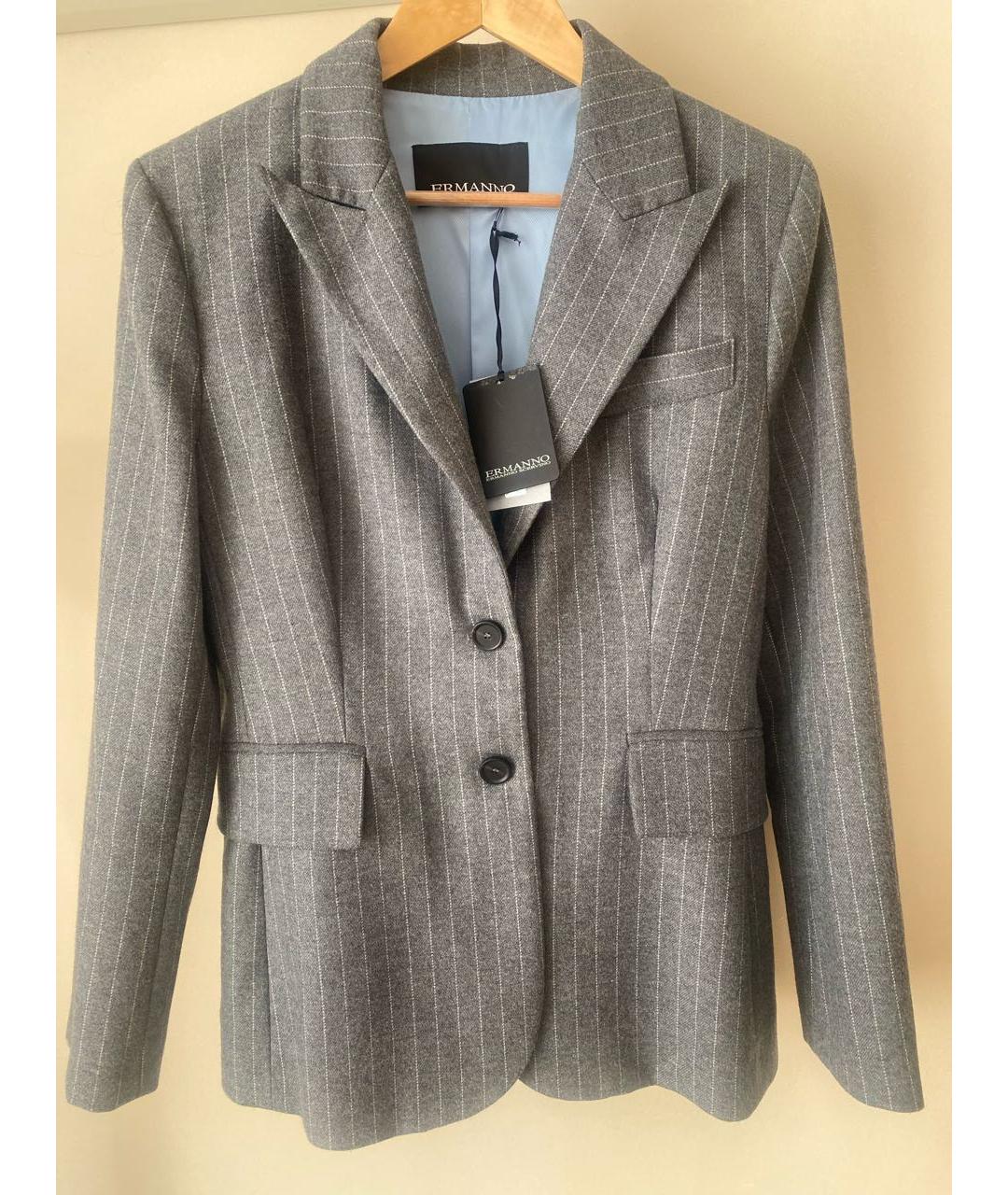 ERMANNO SCERVINO Серый шерстяной жакет/пиджак, фото 8