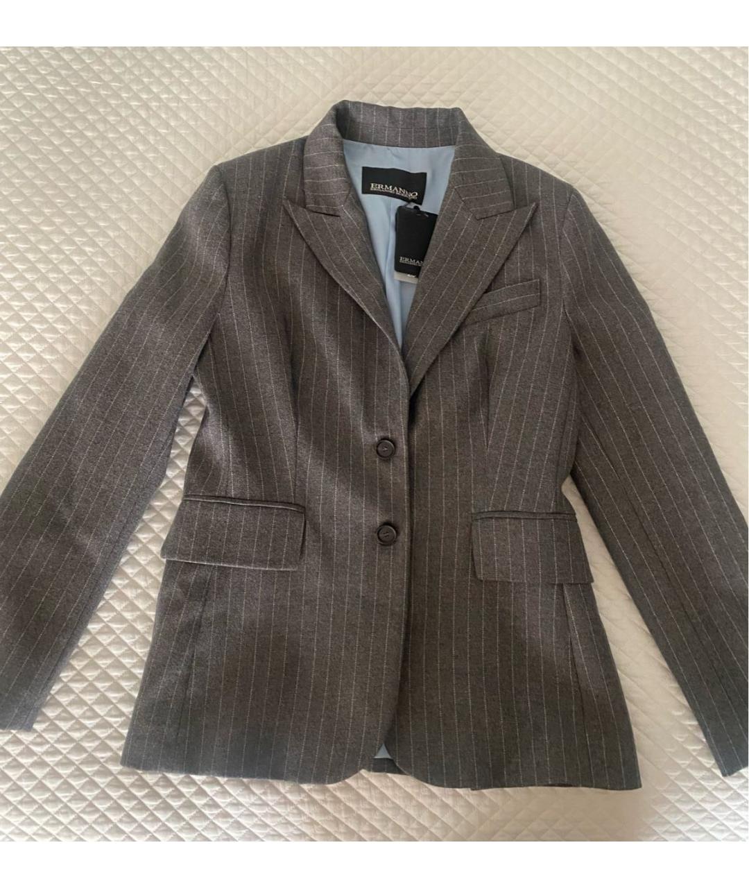 ERMANNO SCERVINO Серый шерстяной жакет/пиджак, фото 7