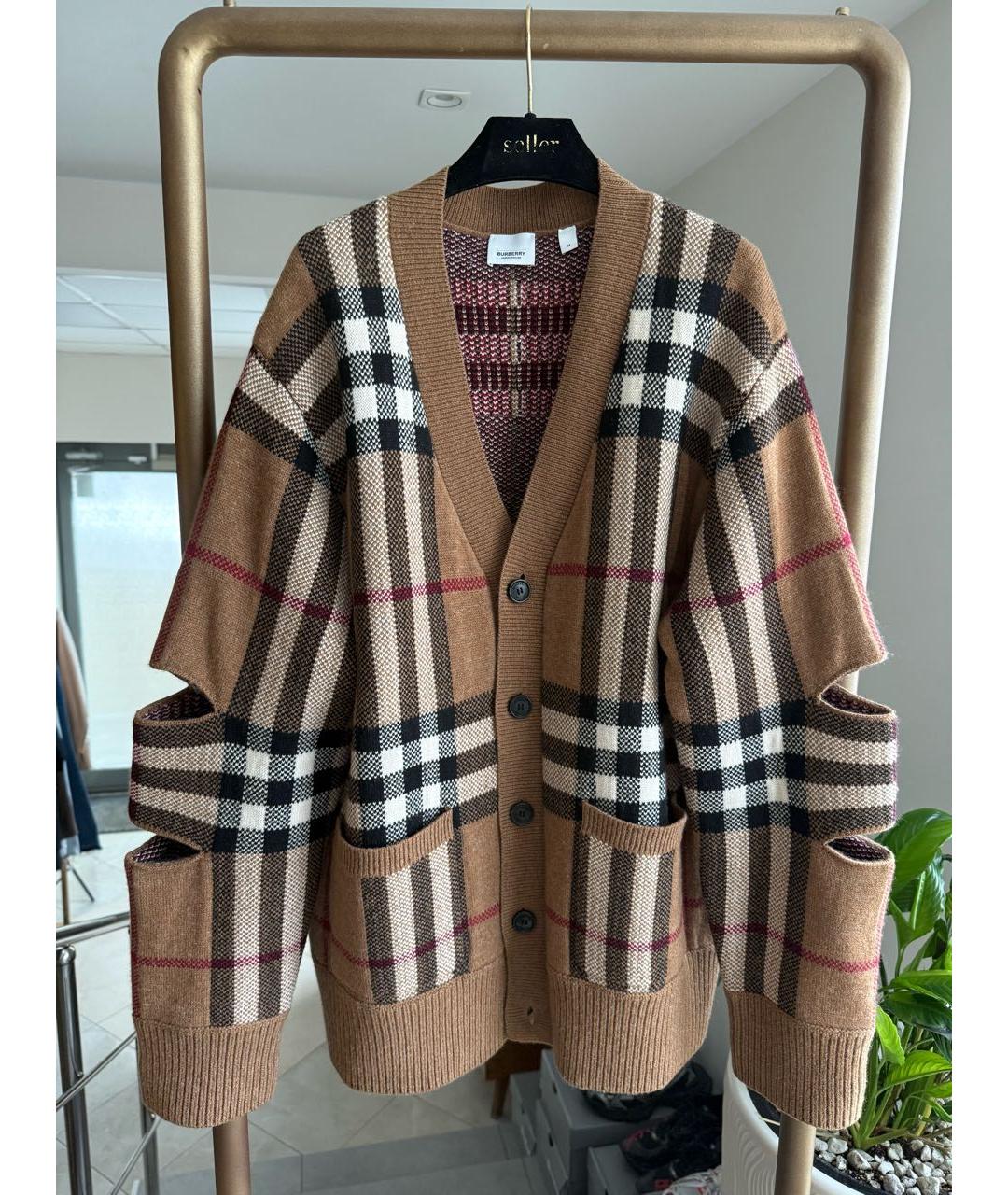 BURBERRY Коричневый шерстяной кардиган, фото 2