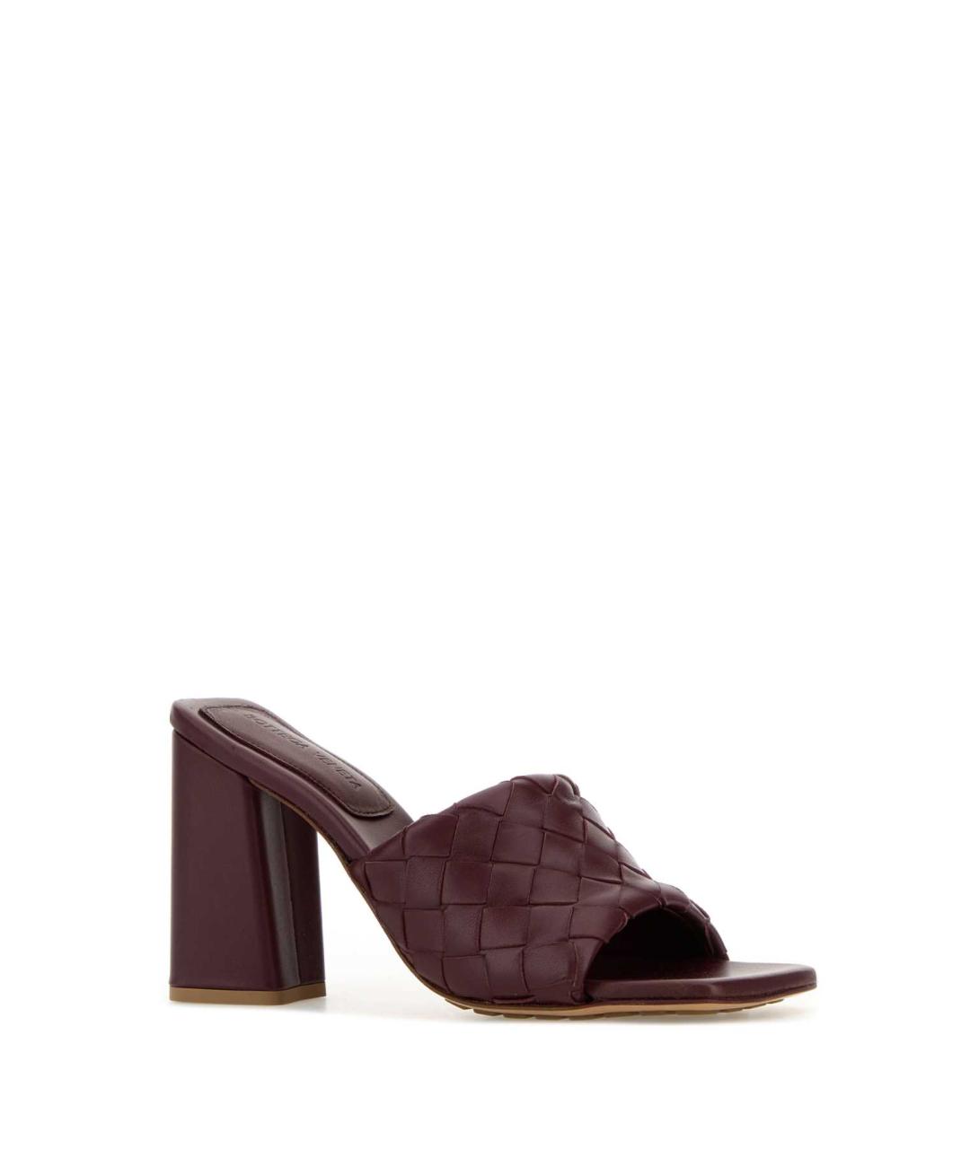 BOTTEGA VENETA Бордовые кожаные мюли, фото 2