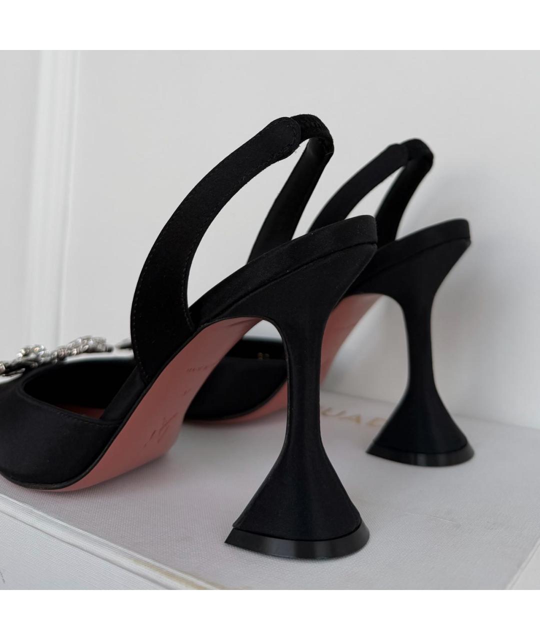 Amina Muaddi Черные текстильные туфли, фото 3