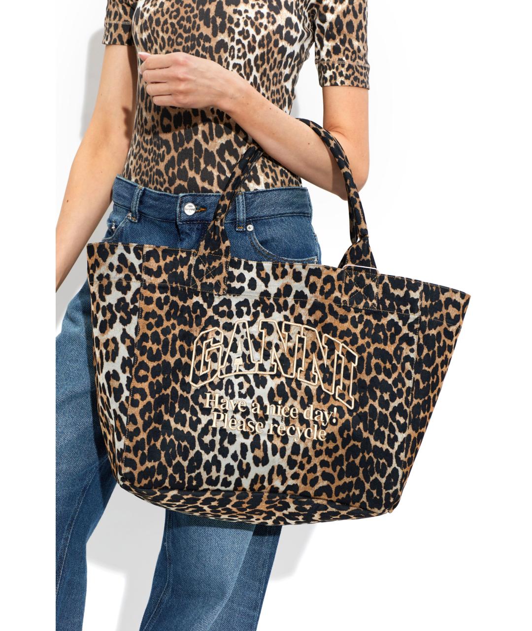 GANNI Синяя тканевая сумка тоут, фото 3