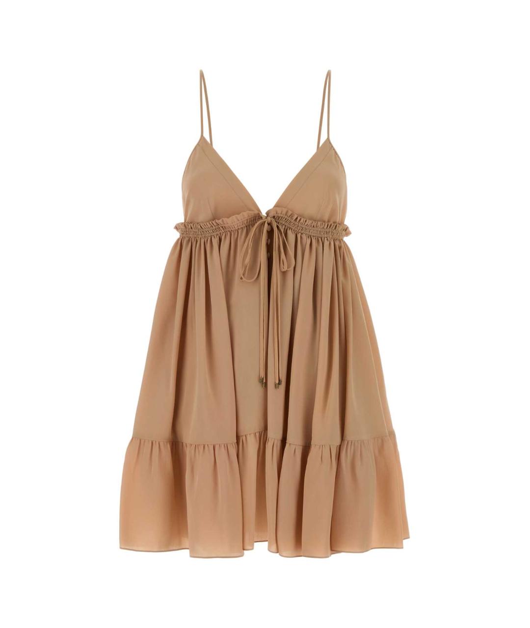 CHLOE Бежевое шелковое платье, фото 1